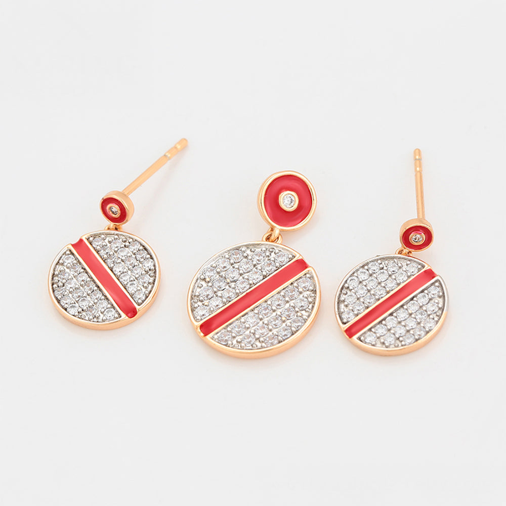 Set din Aliaj Placat cu Aur cu Cristal Roșu Emporia® și Cristal Alb Emporia® ( Cercei+Pandantiv )