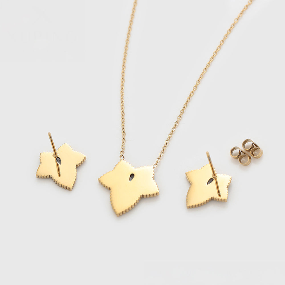 Set din Aliaj Placat cu Aur cu Cristal Verde Emporia® și Cristal Alb Emporia® ( Colier+Cercei ) 10 