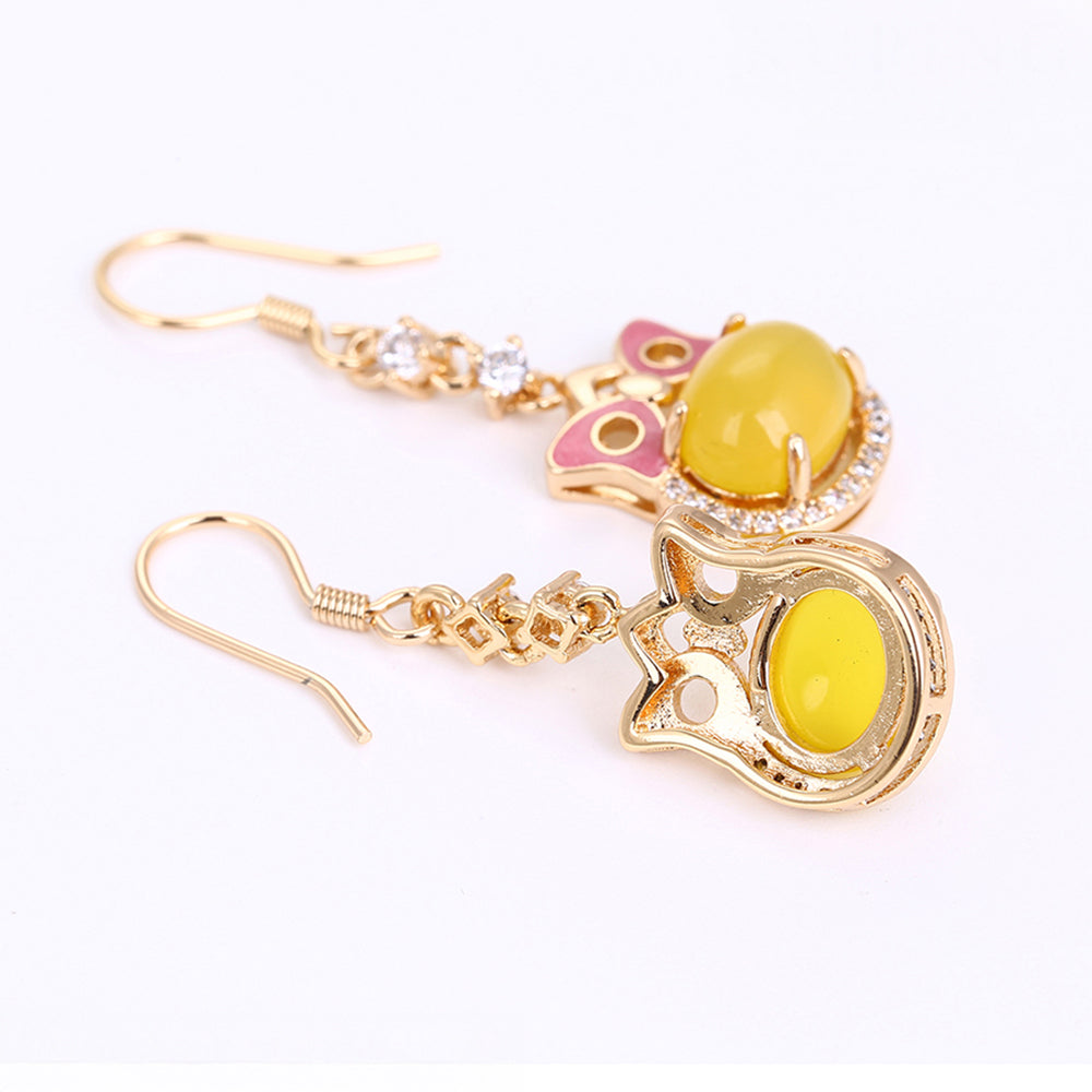 Set din Aliaj Placat cu Aur cu Cristal Galben Emporia® și Cristal Alb Emporia® ( Cercei+Inel+Pandantiv ) 6 