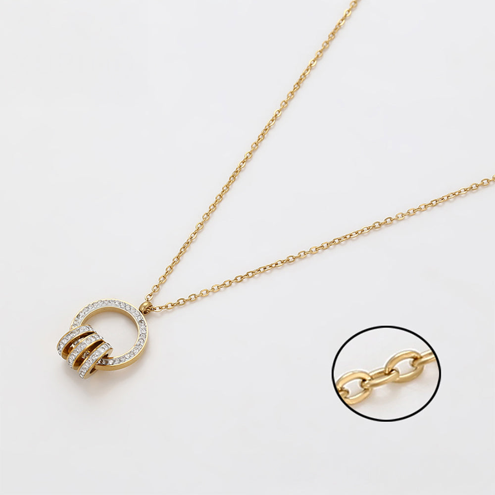 Set din Aliaj Placat cu Aur cu Cristal Alb Emporia® ( Colier+Cercei+Pandantiv )