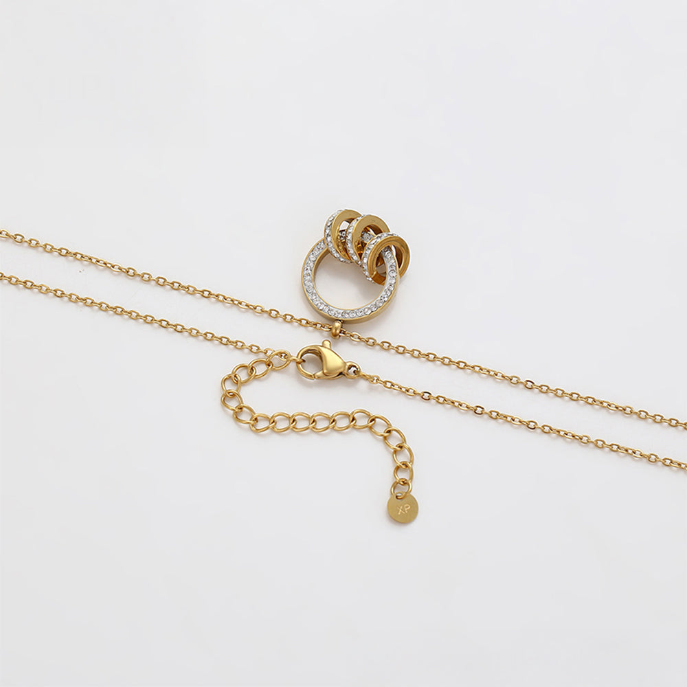 Set din Aliaj Placat cu Aur cu Cristal Alb Emporia® ( Colier+Cercei+Pandantiv ) 9 