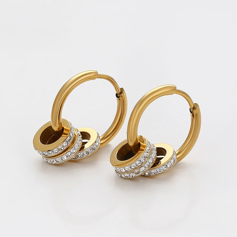 Set din Aliaj Placat cu Aur cu Cristal Alb Emporia® ( Colier+Cercei+Pandantiv ) 10 