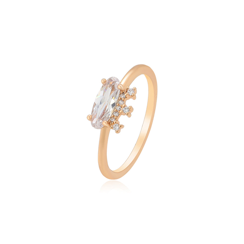 Inel din Aliaj Placat cu Aur cu Cristal Alb Emporia® 1 