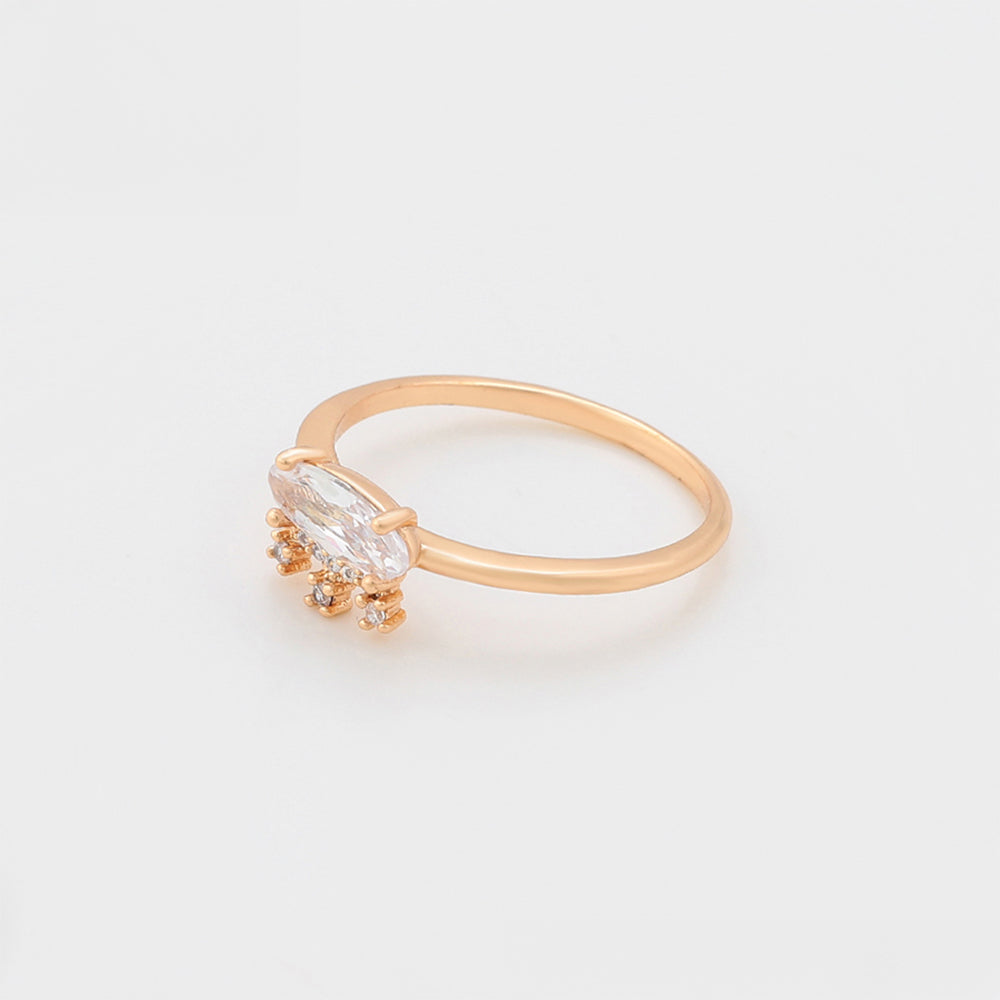 Inel din Aliaj Placat cu Aur cu Cristal Alb Emporia® 6 