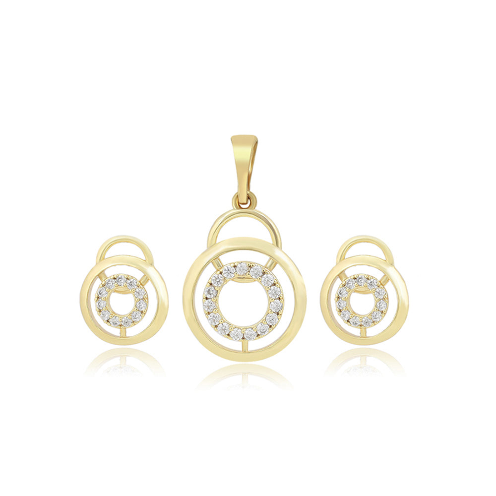 Set din Aliaj Placat cu Aur cu Cristal Alb Emporia® ( Cercei+Pandantiv ) 1 