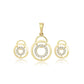 Set din Aliaj Placat cu Aur cu Cristal Alb Emporia® ( Cercei+Pandantiv )