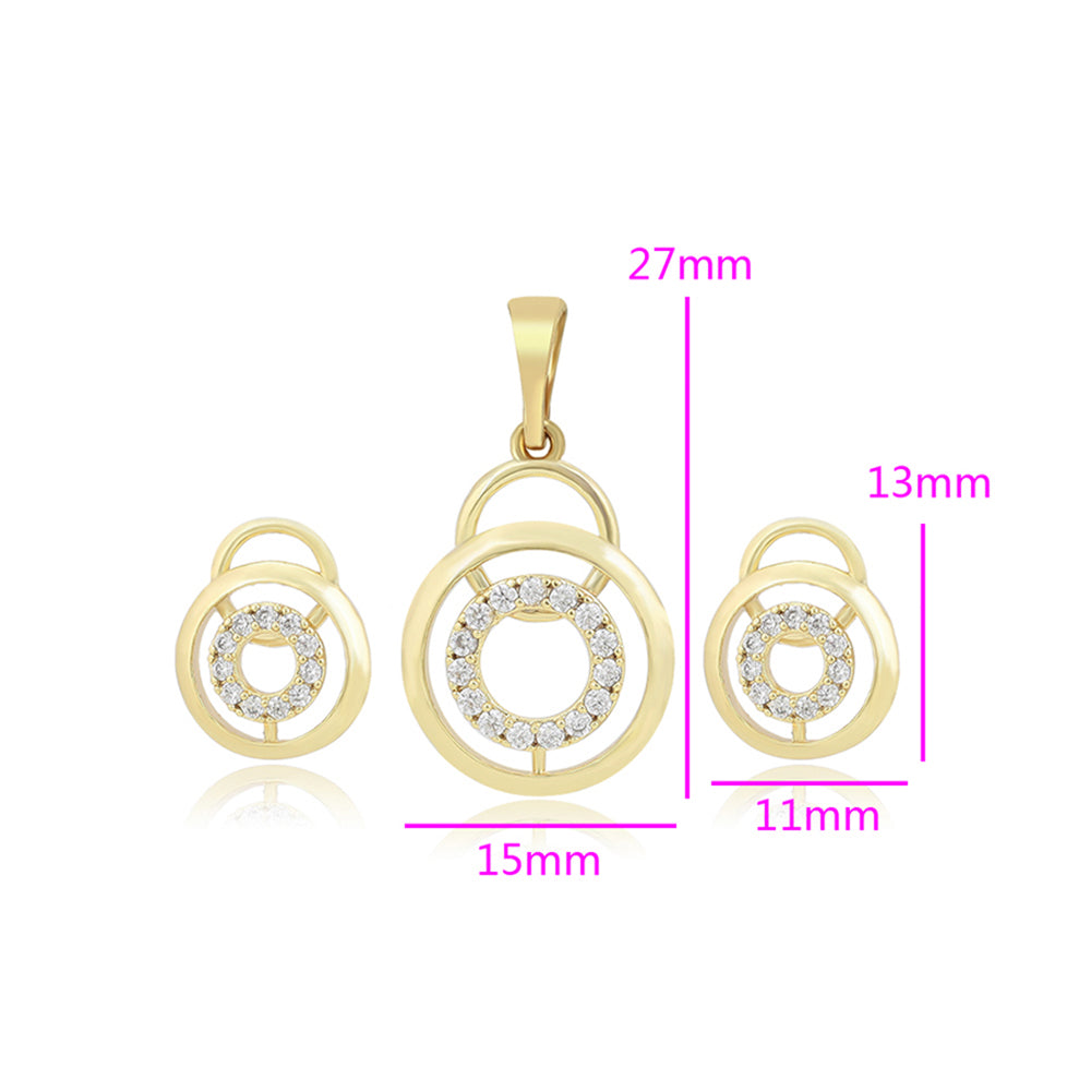 Set din Aliaj Placat cu Aur cu Cristal Alb Emporia® ( Cercei+Pandantiv ) 2 