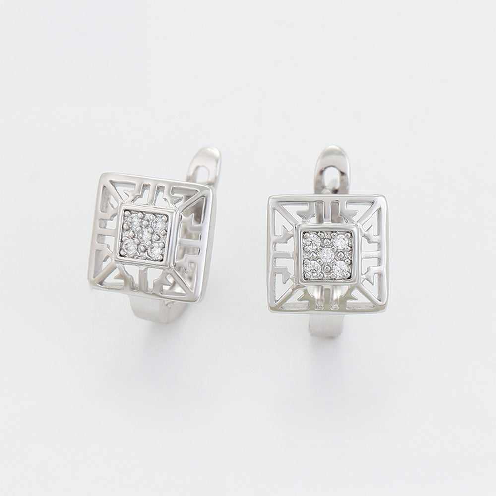 Set din Aliaj Placat cu Aur cu Cristal Alb Emporia® ( Cercei+Inel ) 10 