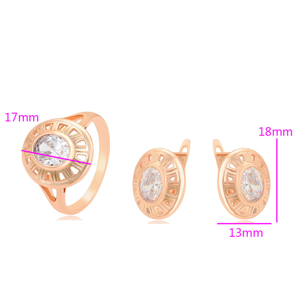Set din Aliaj Placat cu Aur cu Cristal Alb Emporia® ( Cercei+Inel ) 3 