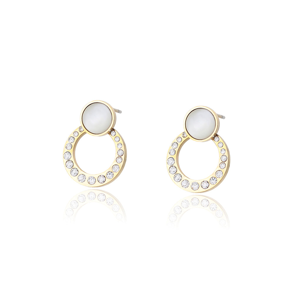 Cercei din Aliaj Placat cu Aur cu Cristal Alb Emporia® 2 