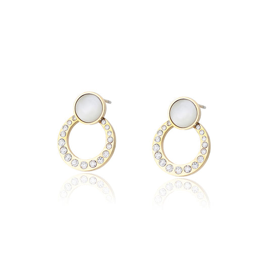 Cercei din Aliaj Placat cu Aur cu Cristal Alb Emporia®