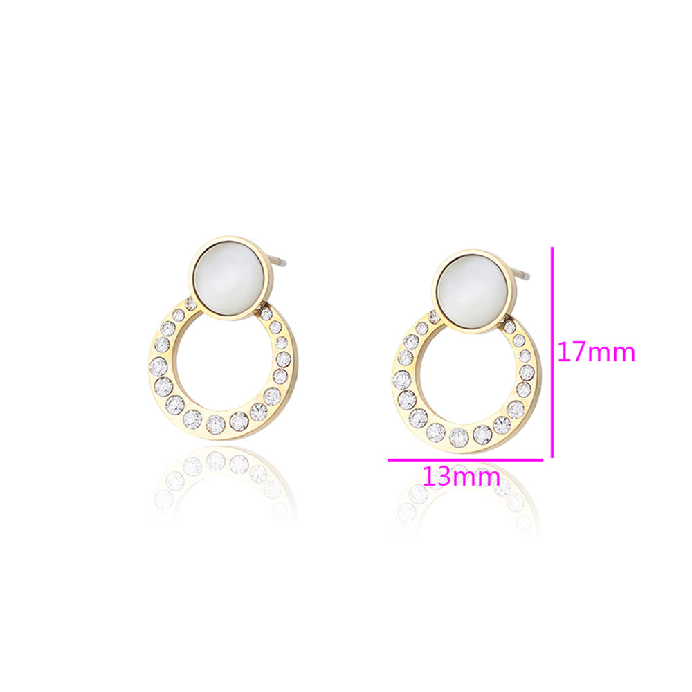 Cercei din Aliaj Placat cu Aur cu Cristal Alb Emporia®