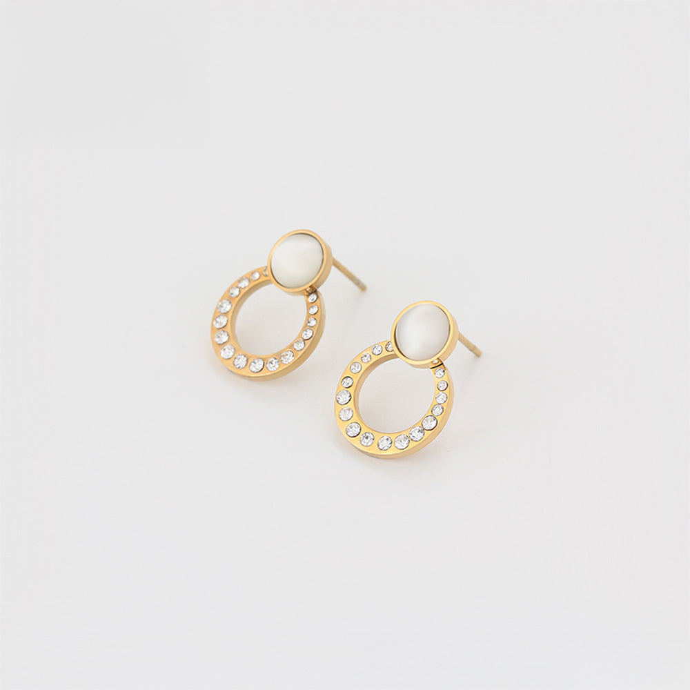 Cercei din Aliaj Placat cu Aur cu Cristal Alb Emporia® 1 