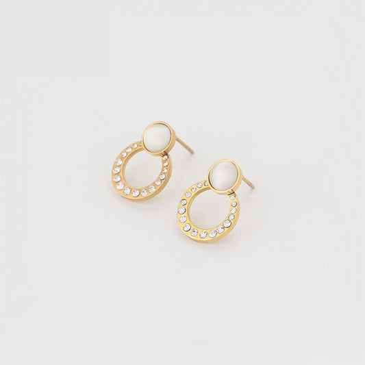 Cercei din Aliaj Placat cu Aur cu Cristal Alb Emporia®