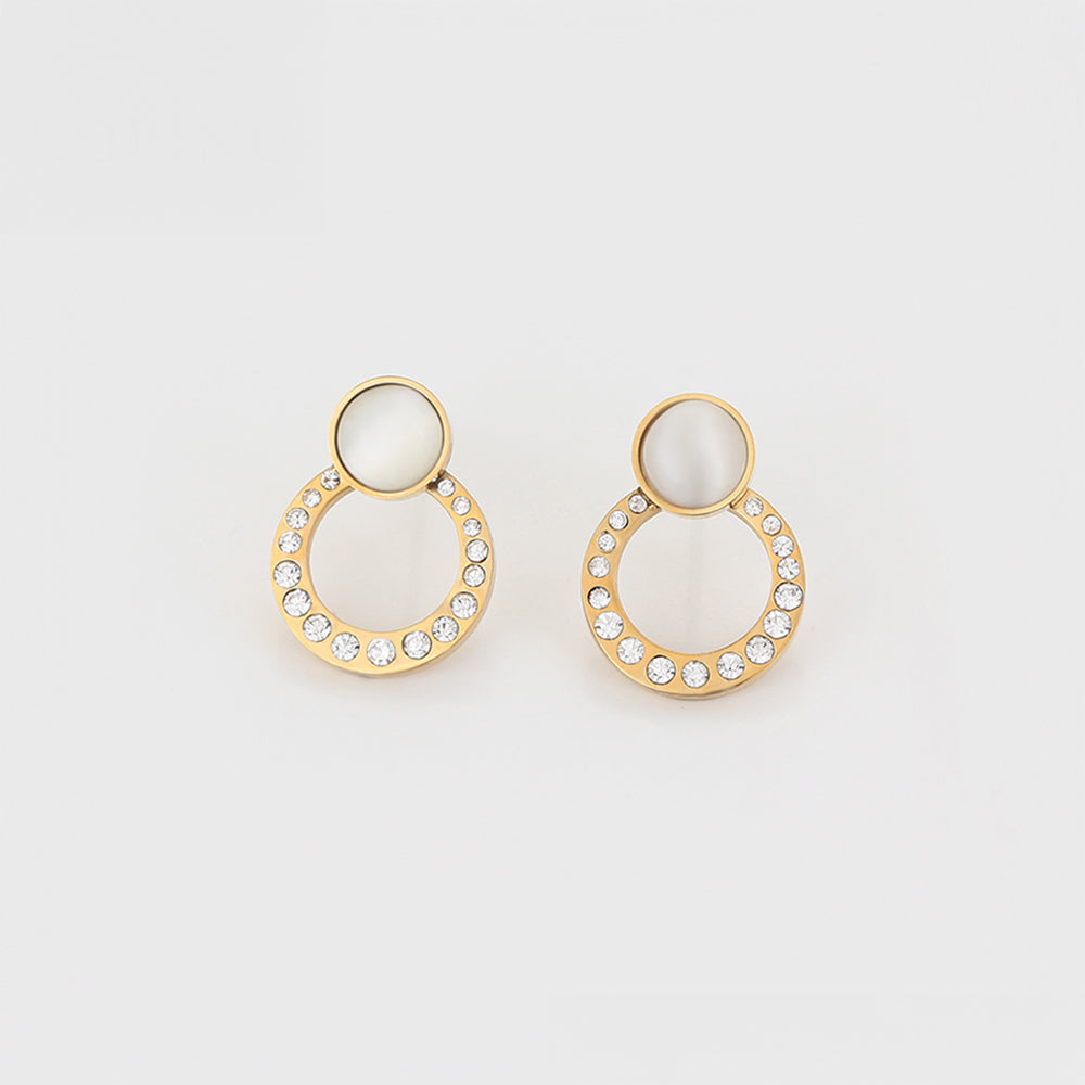 Cercei din Aliaj Placat cu Aur cu Cristal Alb Emporia® 4 