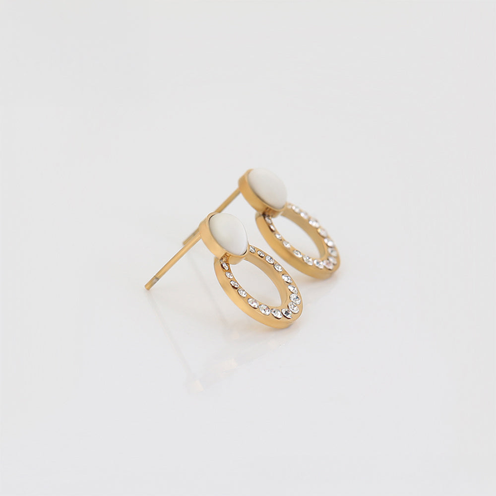 Cercei din Aliaj Placat cu Aur cu Cristal Alb Emporia® 5 