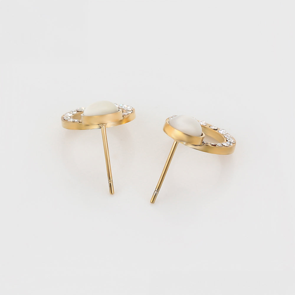 Cercei din Aliaj Placat cu Aur cu Cristal Alb Emporia®