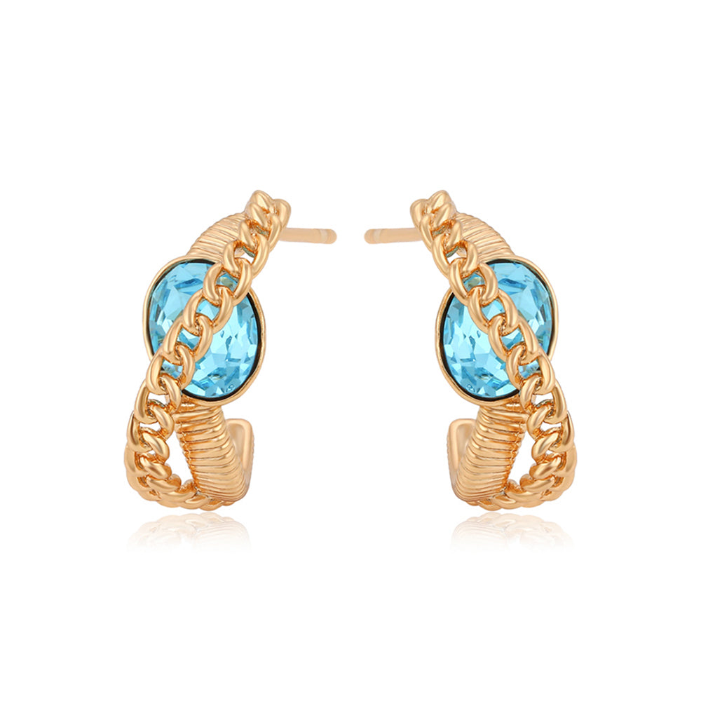 Cercei din Aliaj Placat cu Aur cu Cristal Albastru Emporia® 1 