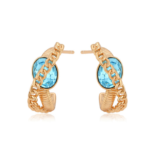 Cercei din Aliaj Placat cu Aur cu Cristal Albastru Emporia®