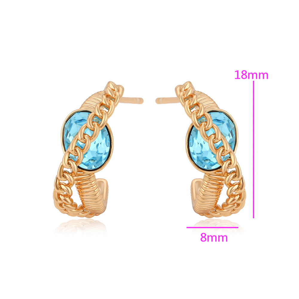 Cercei din Aliaj Placat cu Aur cu Cristal Albastru Emporia® 2 
