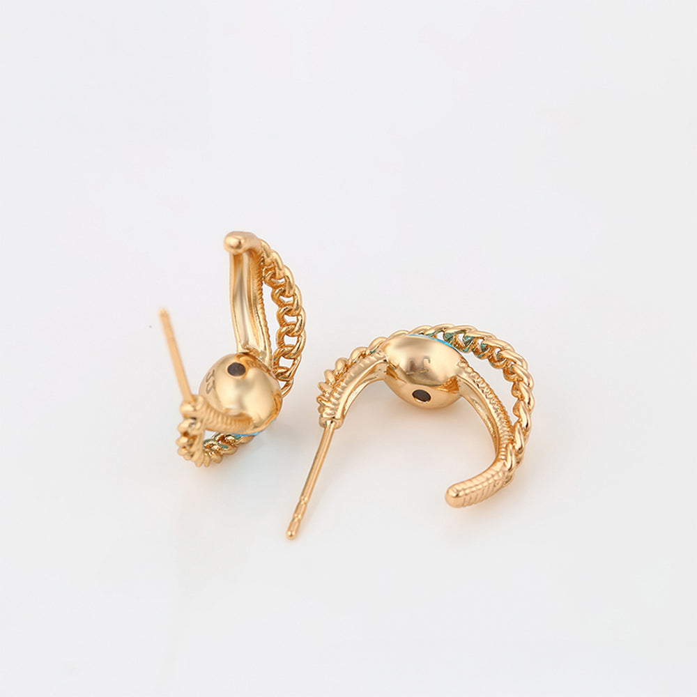 Cercei din Aliaj Placat cu Aur cu Cristal Albastru Emporia®