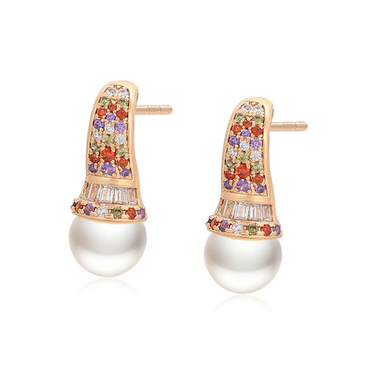 Cercei din Aliaj Placat cu Aur cu Cristal Roșu Emporia® și Perlă de cristal