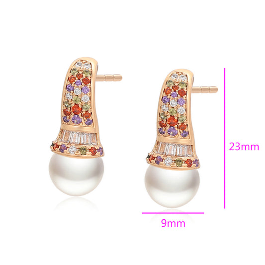 Cercei din Aliaj Placat cu Aur cu Cristal Roșu Emporia® și Perlă de cristal