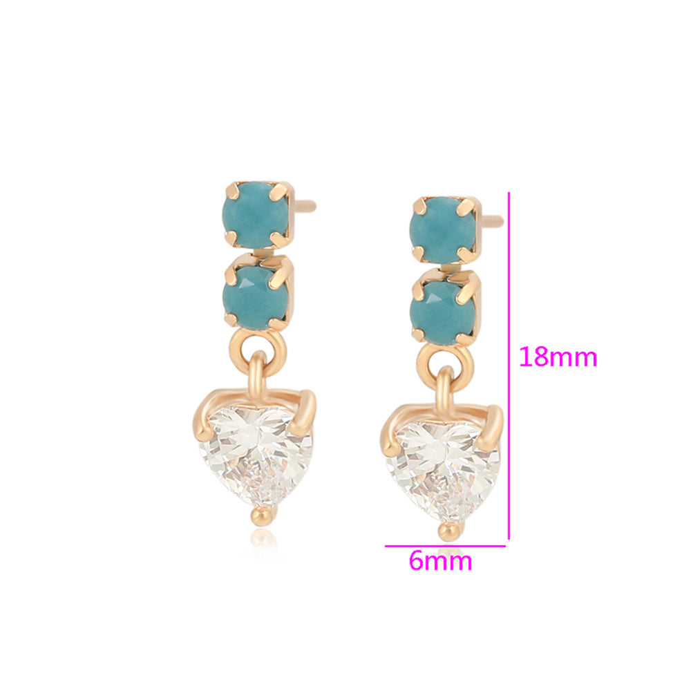 Cercei din Aliaj Placat cu Aur cu Cristal Verde Emporia® și Cristal Alb Emporia® 2 