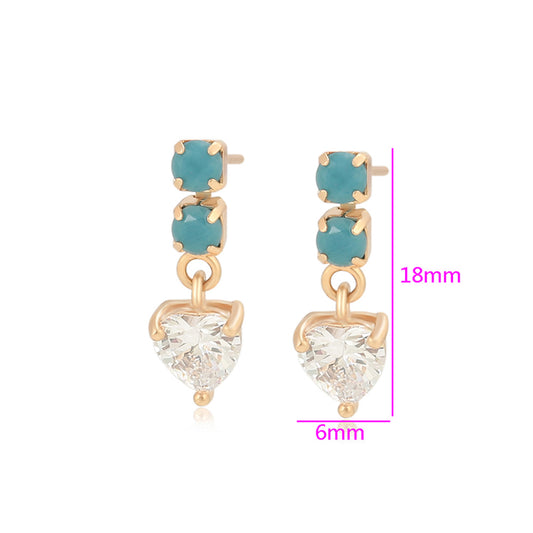 Cercei din Aliaj Placat cu Aur cu Cristal Verde Emporia® și Cristal Alb Emporia®