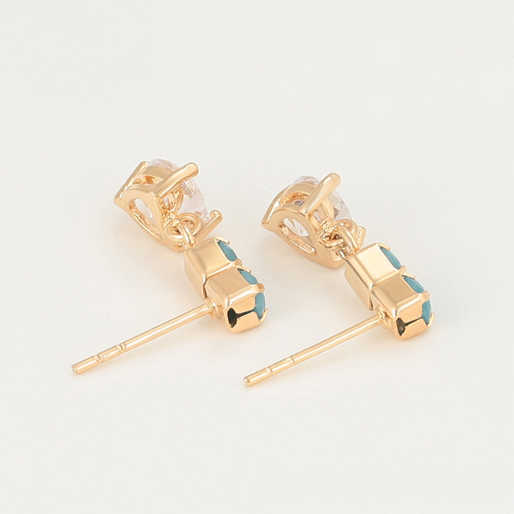 Cercei din Aliaj Placat cu Aur cu Cristal Verde Emporia® și Cristal Alb Emporia® 6 