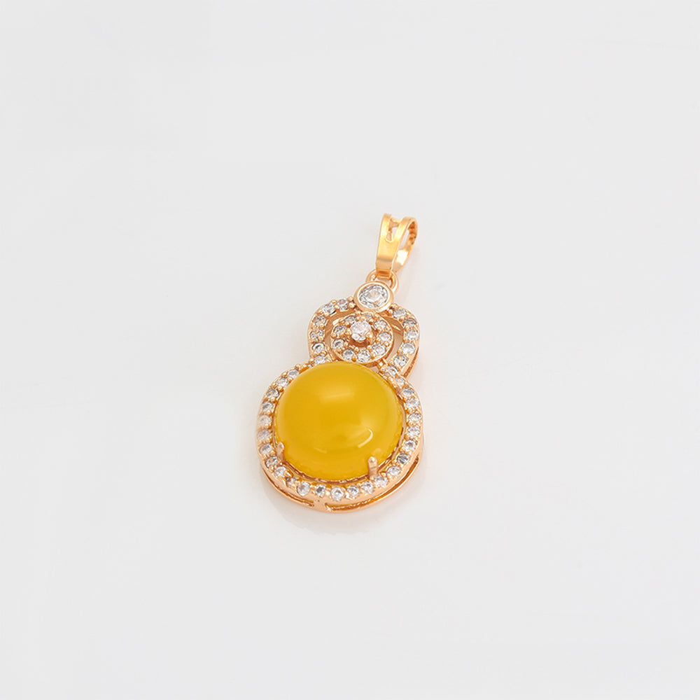 Pandantiv din Aliaj Placat cu Aur cu Cristal Galben Emporia® și Cristal Alb Emporia® 2 