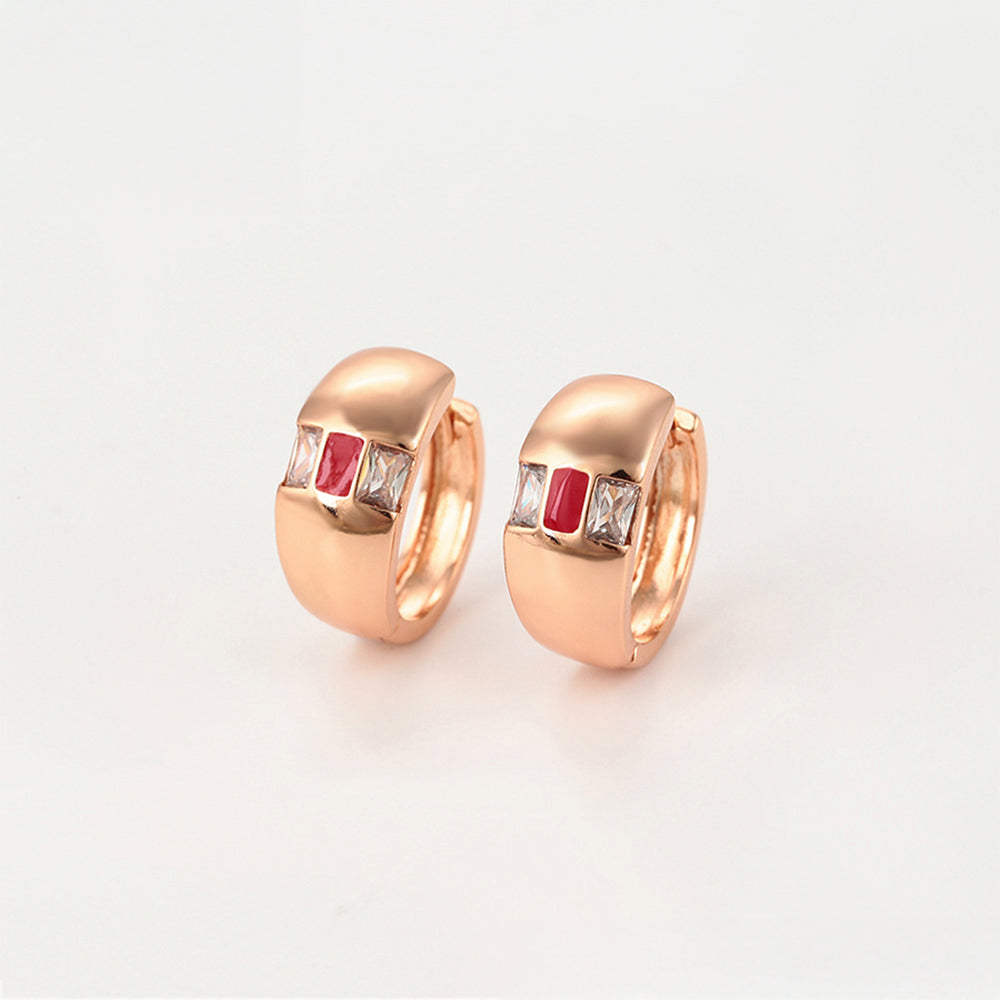 Set din Aliaj Placat cu Aur cu Cristal Roșu Emporia® și Cristal Alb Emporia® ( Cercei+Inel )