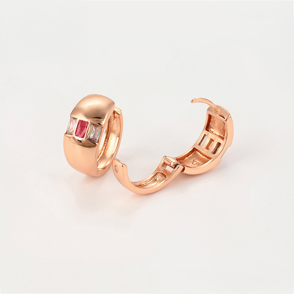 Set din Aliaj Placat cu Aur cu Cristal Roșu Emporia® și Cristal Alb Emporia® ( Cercei+Inel )