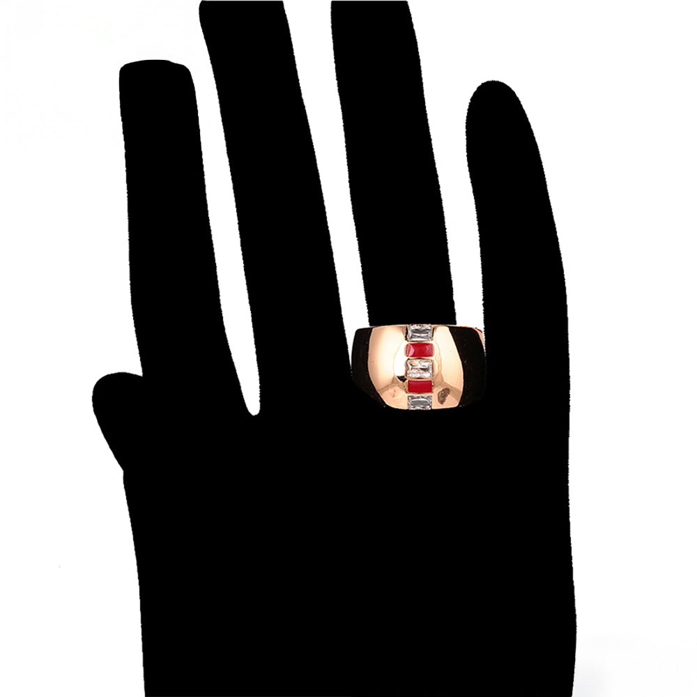 Set din Aliaj Placat cu Aur cu Cristal Roșu Emporia® și Cristal Alb Emporia® ( Cercei+Inel )