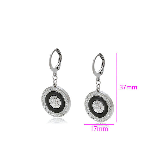 Cercei din Aliaj Placat cu Aur cu Cristal Alb Emporia® și Cristal Negru Emporia®