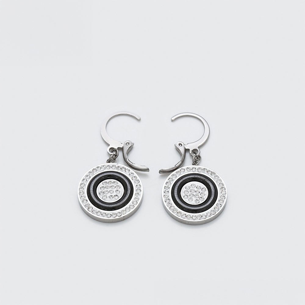 Cercei din Aliaj Placat cu Aur cu Cristal Alb Emporia® și Cristal Negru Emporia® 4 