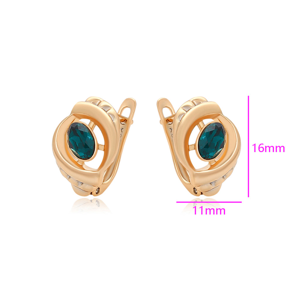 Cercei din Aliaj Placat cu Aur cu Cristal Verde Emporia® 2 