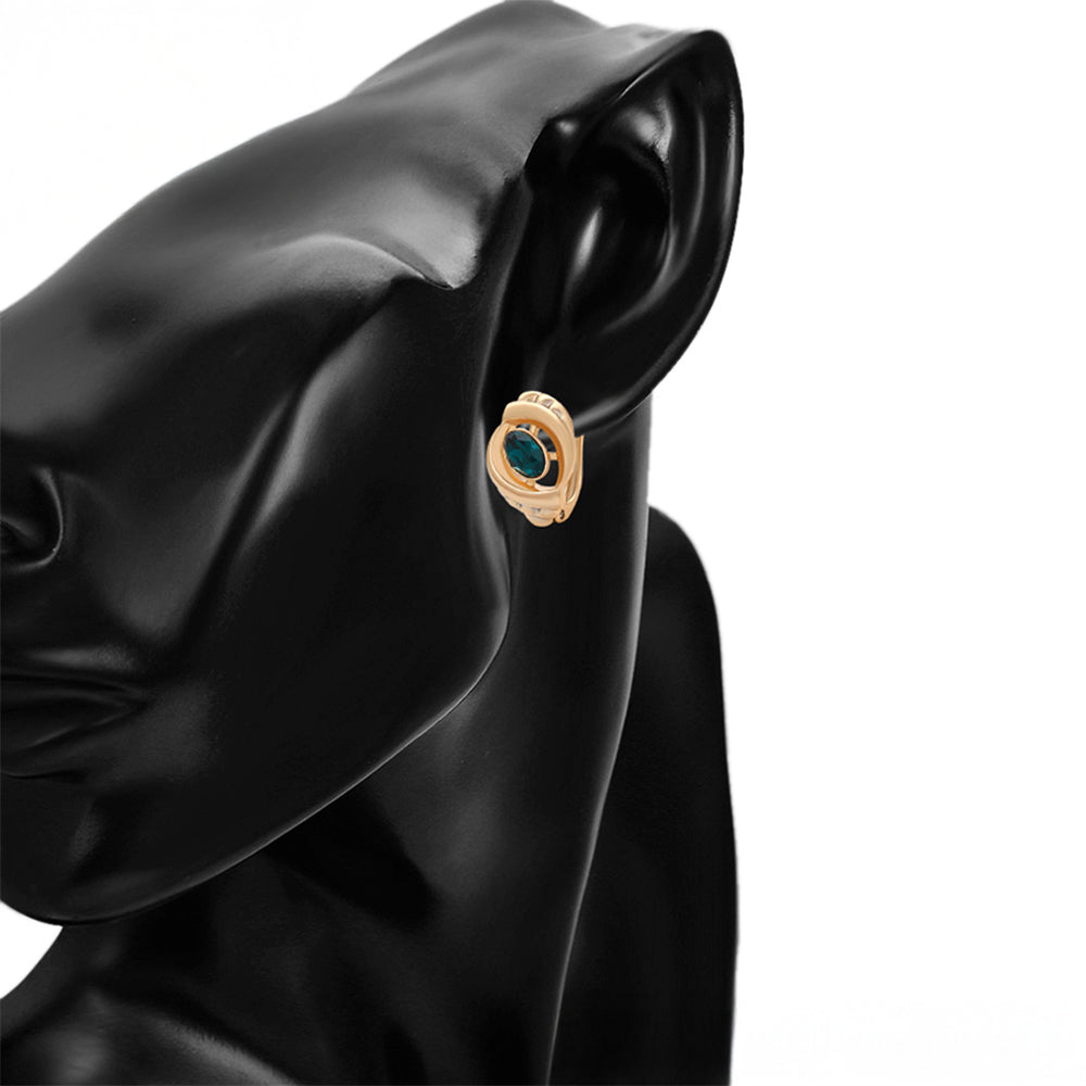 Cercei din Aliaj Placat cu Aur cu Cristal Verde Emporia® 8 