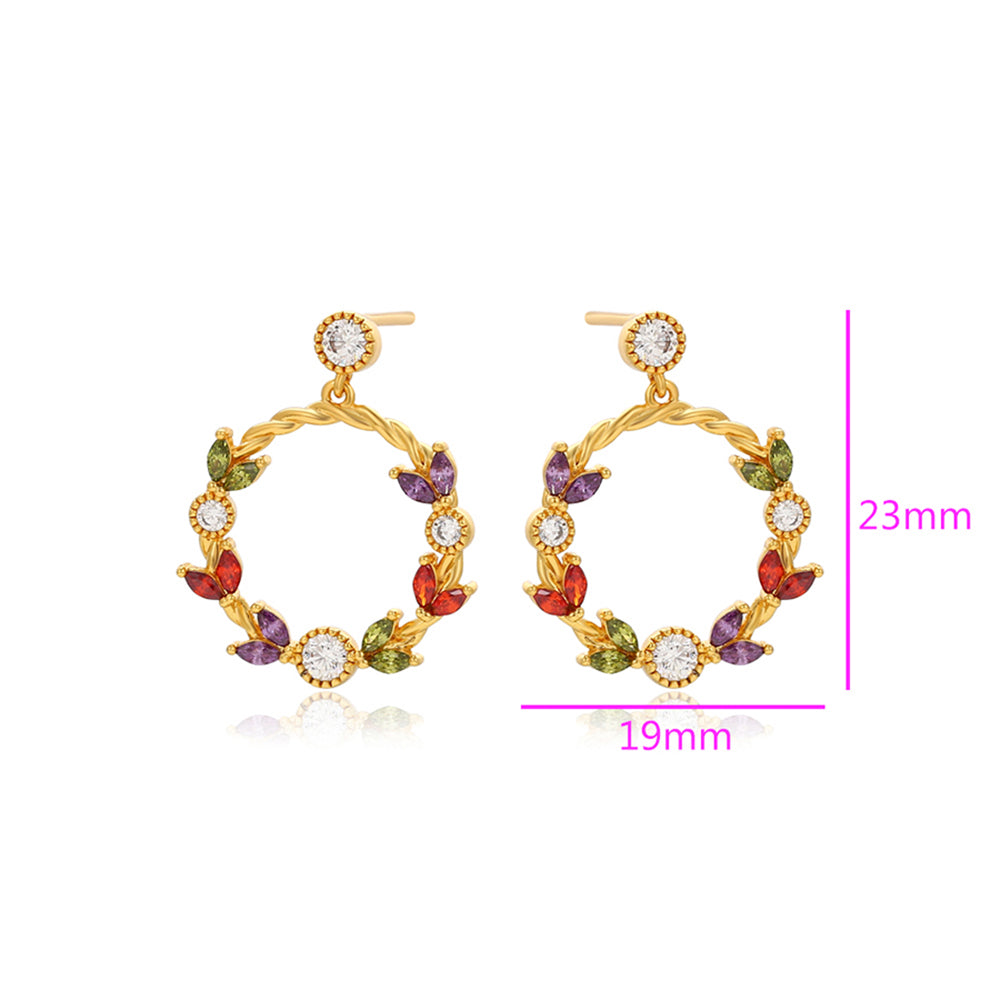 Cercei din Aliaj Placat cu Aur cu Cristal Roșu Emporia® și Cristal Alb Emporia® 3 