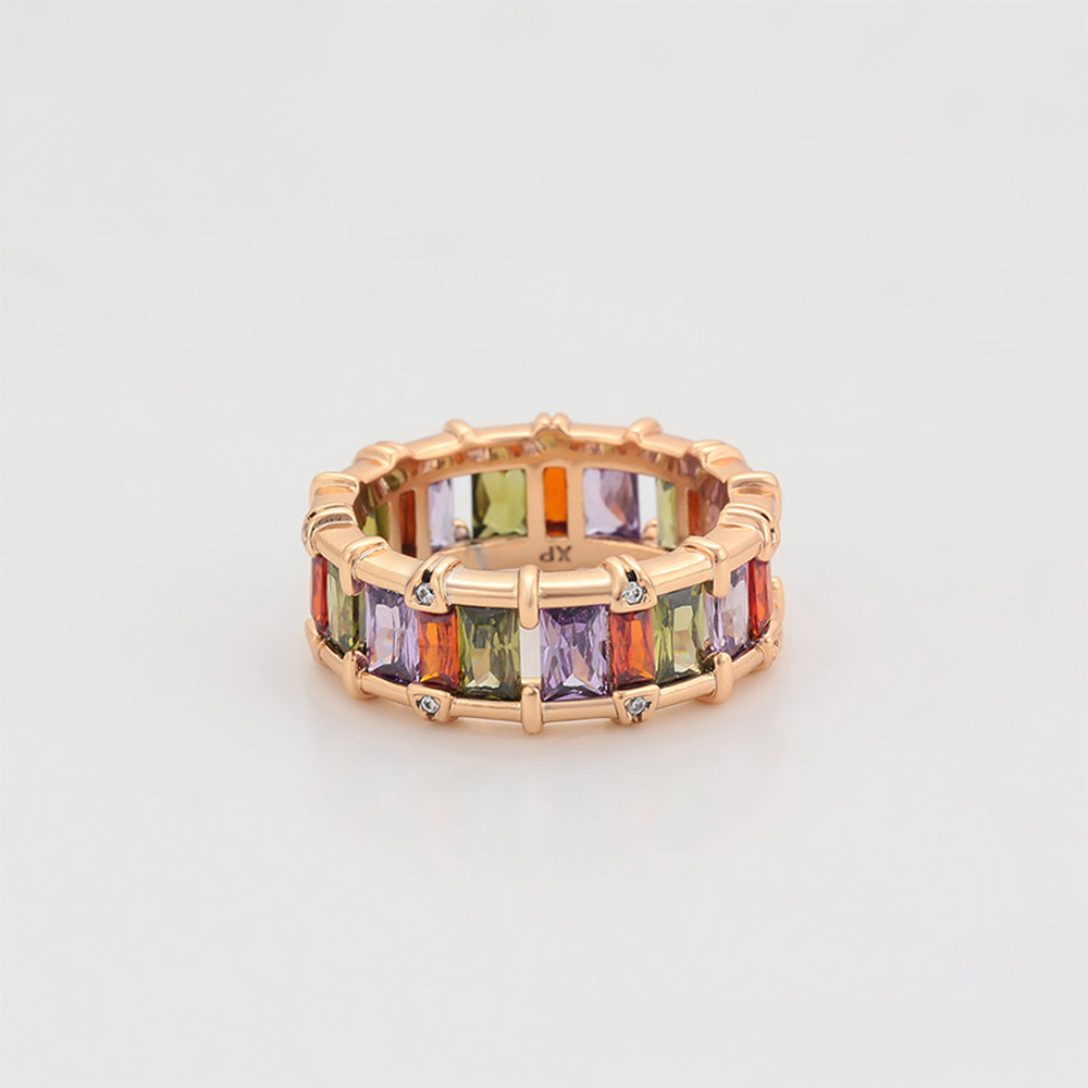 Inel din Aliaj Placat cu Aur cu Cristal Violet Emporia® și Cristal Roz Emporia® 3 