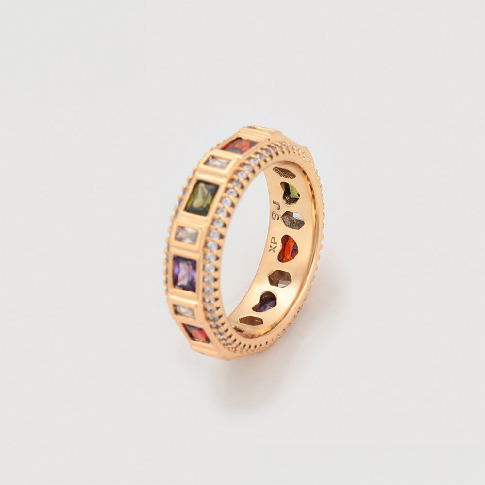 Inel din Aliaj Placat cu Aur cu Cristal Roșu Emporia® și Cristal Violet Emporia® 5 