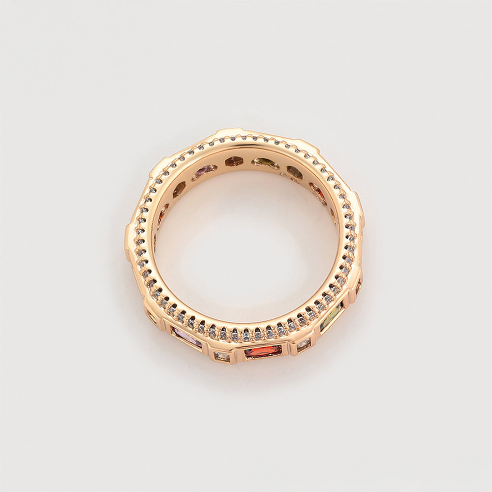 Inel din Aliaj Placat cu Aur cu Cristal Roșu Emporia® și Cristal Violet Emporia® 7 