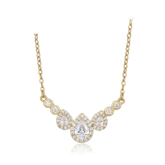 Colier din Aliaj Placat cu Aur cu Cristal Alb Emporia®