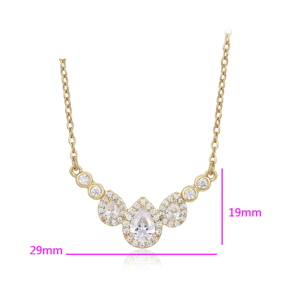 Colier din Aliaj Placat cu Aur cu Cristal Alb Emporia® 3 