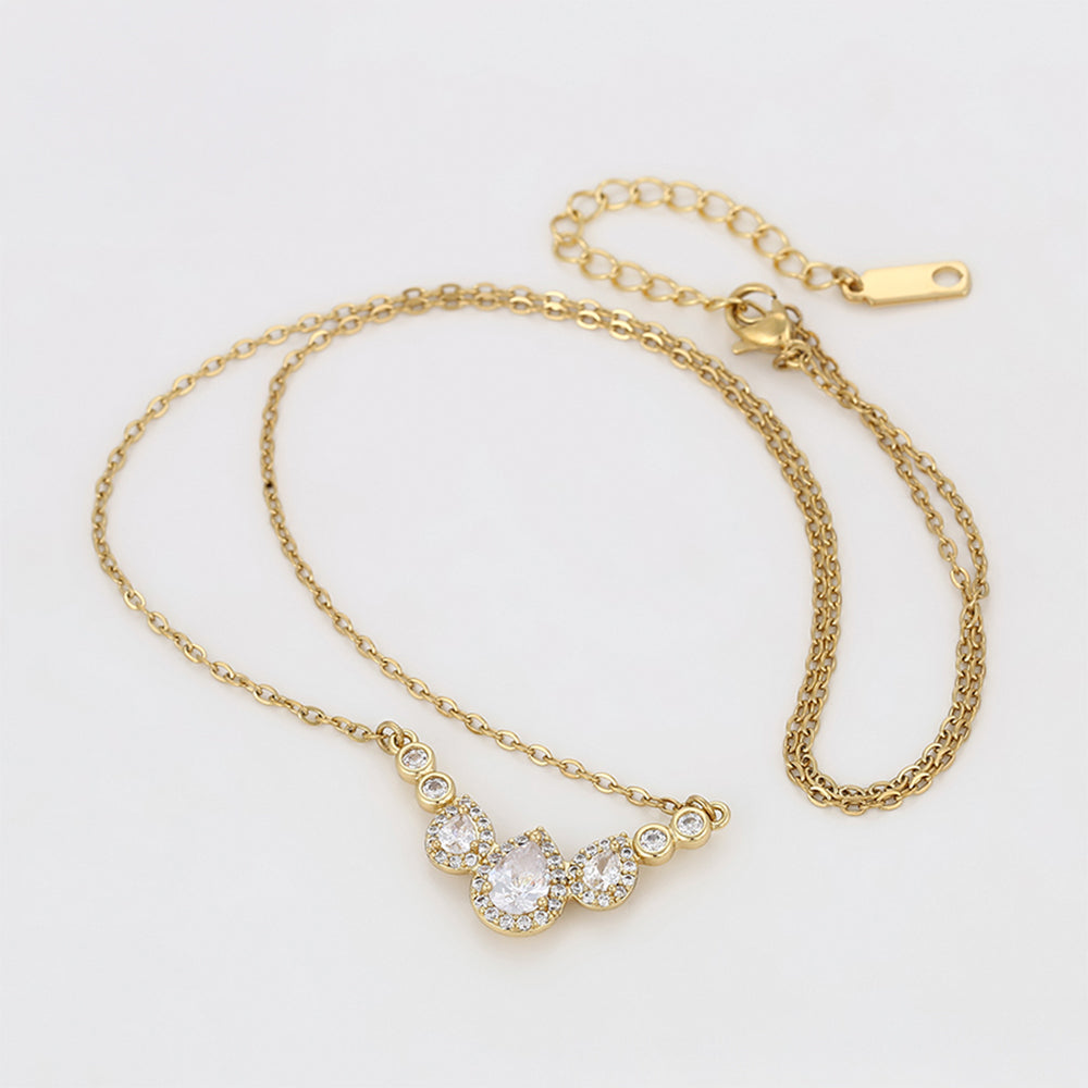 Colier din Aliaj Placat cu Aur cu Cristal Alb Emporia®