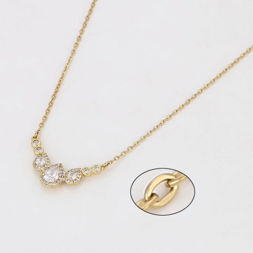 Colier din Aliaj Placat cu Aur cu Cristal Alb Emporia®