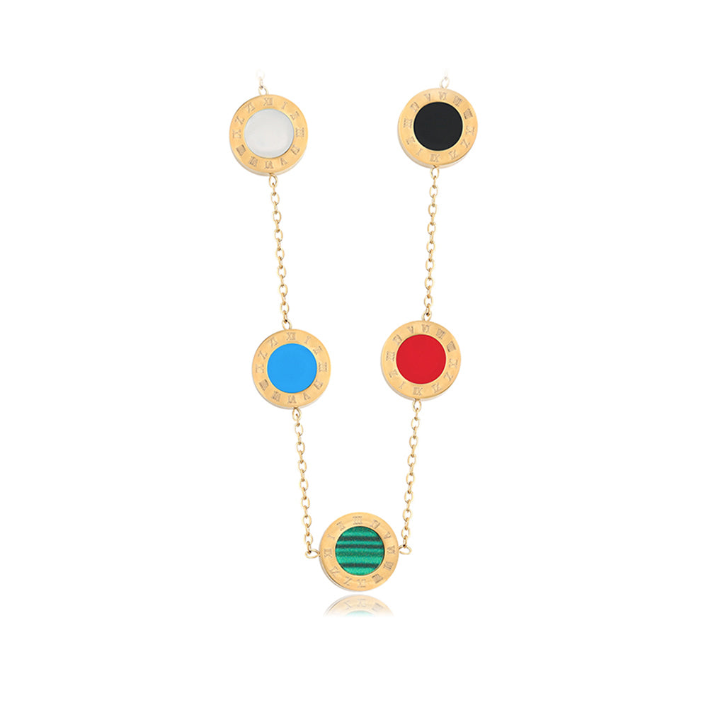 Colier din Aliaj Placat cu Aur cu Cristal Roșu Emporia® și Cristal Albastru Emporia®