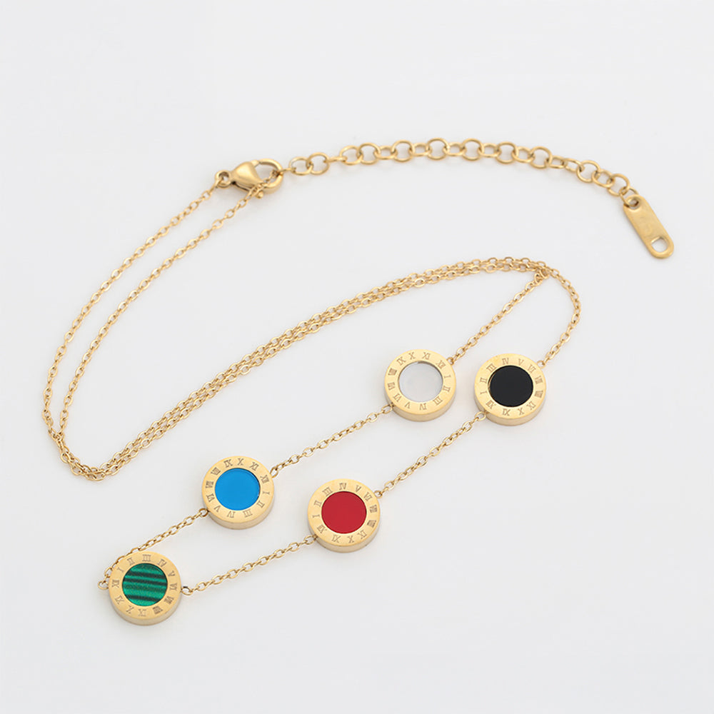 Colier din Aliaj Placat cu Aur cu Cristal Roșu Emporia® și Cristal Albastru Emporia® 1 