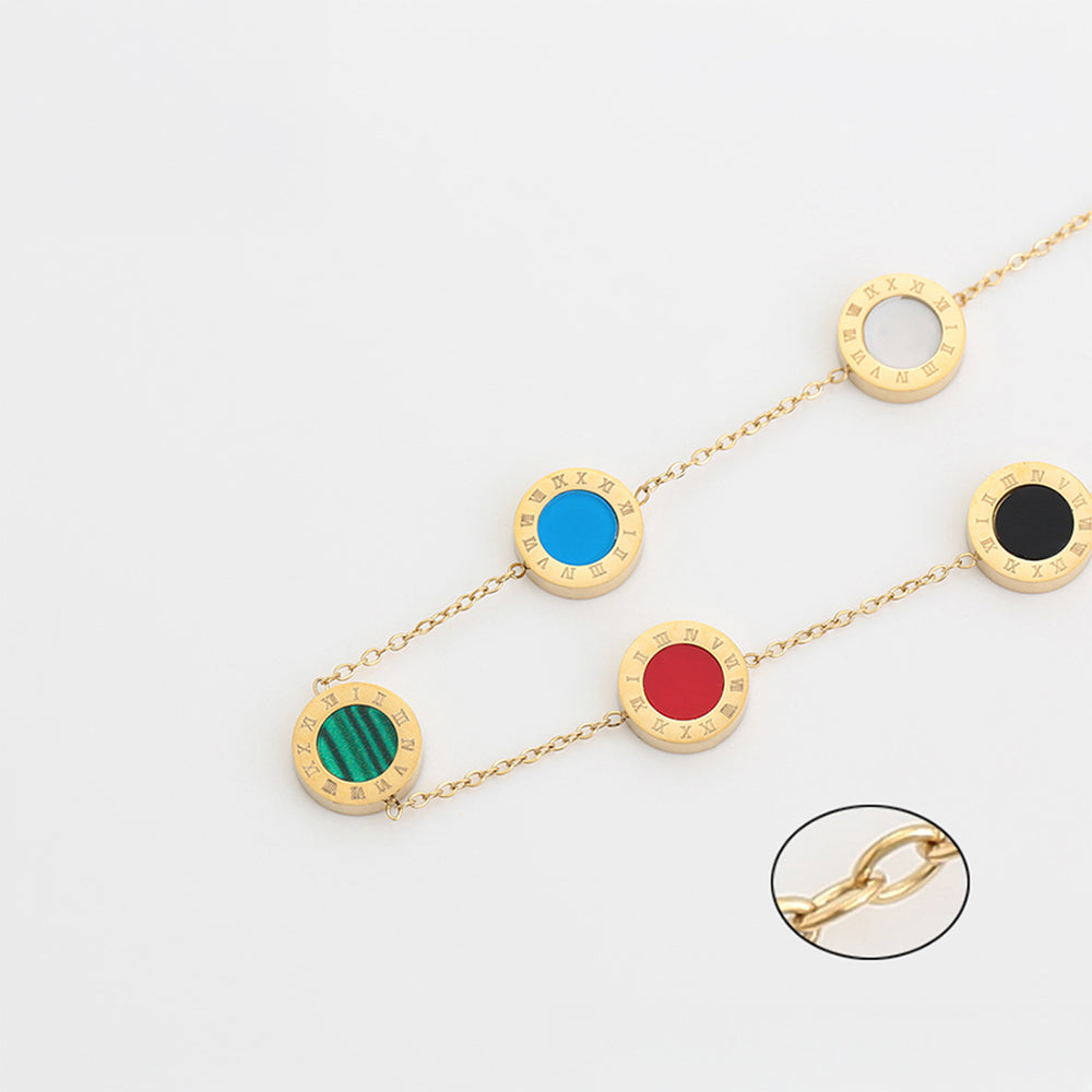 Colier din Aliaj Placat cu Aur cu Cristal Roșu Emporia® și Cristal Albastru Emporia® 4 