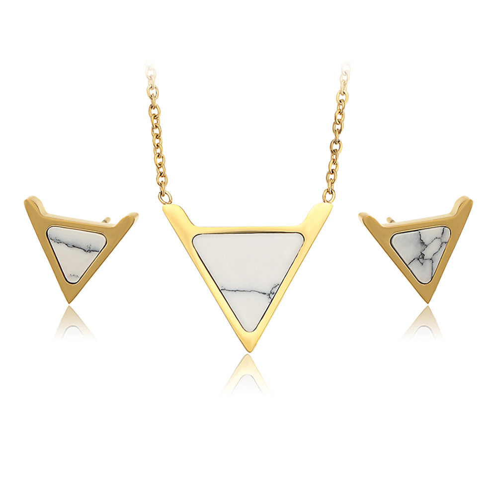 Set din Aliaj Placat cu Aur cu Cristal Alb Emporia® ( Colier+Cercei ) 2 